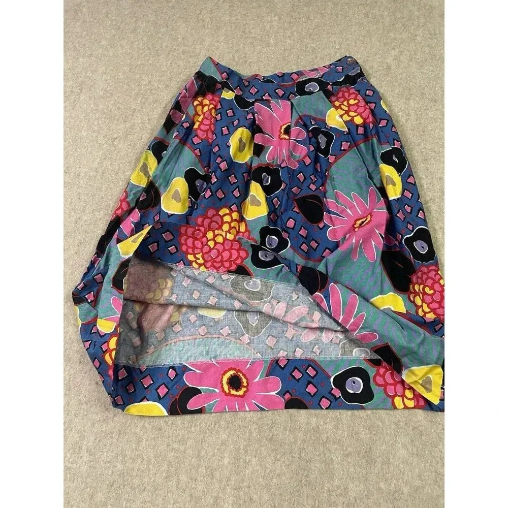 Worthington Vintage 80's Pleated Colorful Floral Midi Skirt w/ Pocket Size 12 - Picture 4 of 13